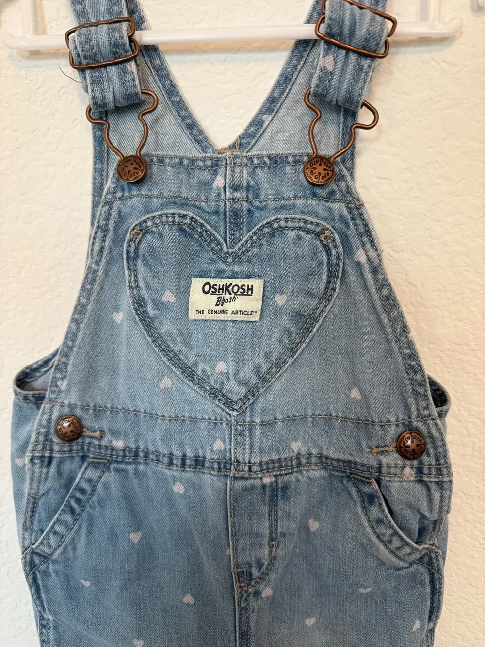 OshKosh B'gosh Light Blue Heart Denim Overalls